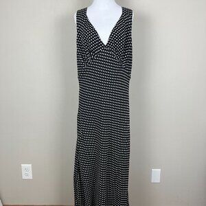 Reformation Beauden Midi Dress Womens 1X Black Polka Caviar Dot Ruched Crepe NEW